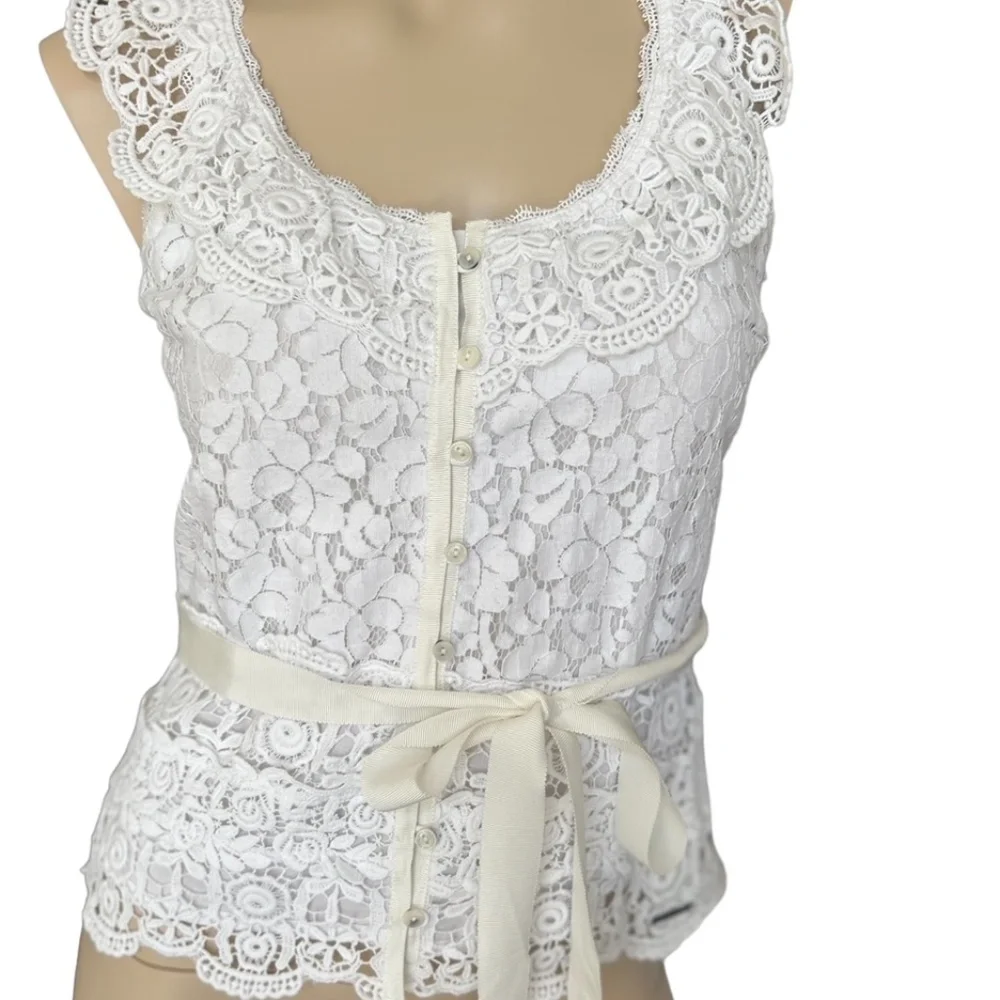 Abercrombie Y2K Boho Festival Eyelet Top With Sash